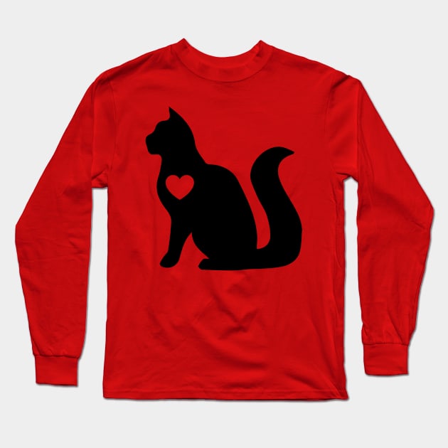 maine coon cat love heart black illustration gift Long Sleeve T-Shirt by T-shirt verkaufen